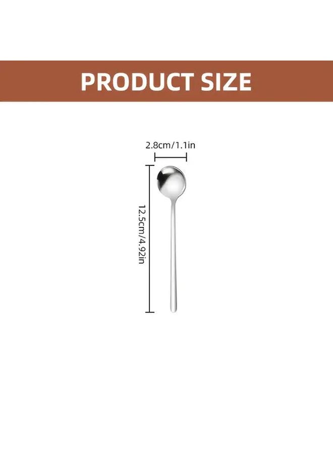 4pcs Silvery Stainless Steel Coffee Spoons Multipurpose Stirring Spoons - Image 3